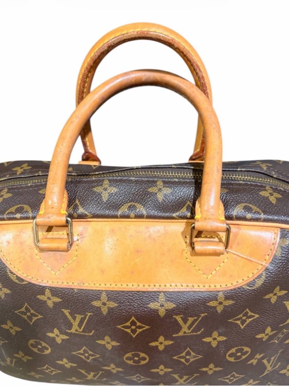 Louis Vuitton Deauville Monogram Satchel Bag in Brown & Tan Preowned - Picture 5 of 13